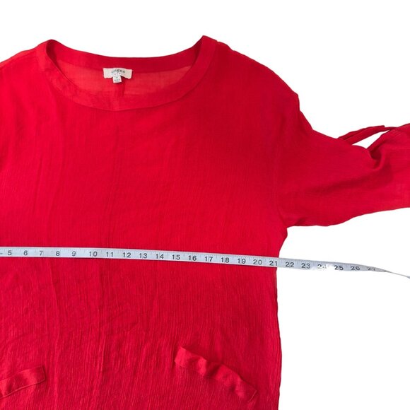 Umgee Women SZ M- Red Woven Knit Top Tunic Pullover Roll Tap Sleeve Faux Pockets - Picture 4 of 15